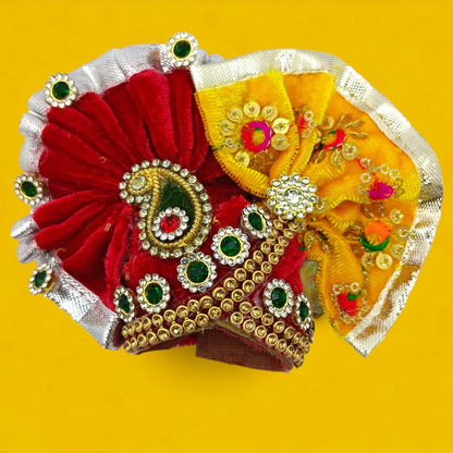 Balgopal Red Yellow Velvet Poshak Set