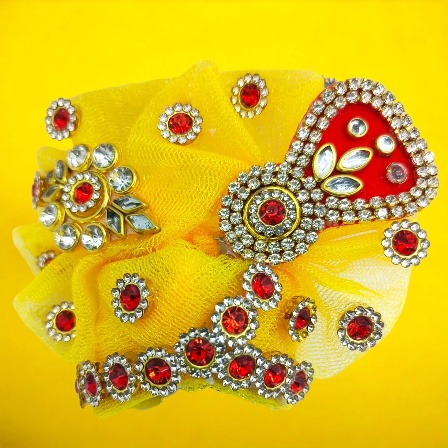 Balgopal Heavy Work Yellow Poshak Set